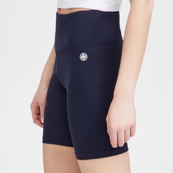 NWT Tory Burch High-Rise Weightless Bike Shorts Navy - Picture 1 of 7